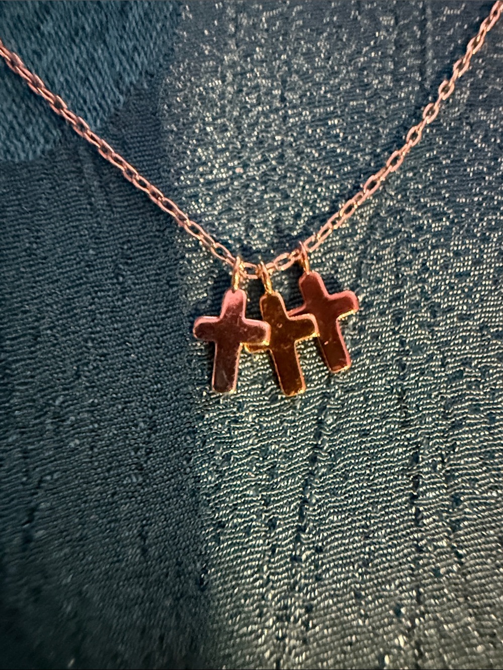Sterling silver triple Gold tone Cross Necklace - Women Jewelry
